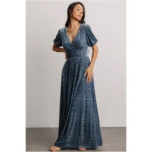 Baltic Born Leslie Velvet Boho Slate Blue Maxi Dress size 2XL
